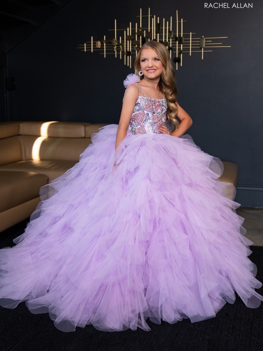 Rachel Allan Lilac Layered Tulle Ball Gown for Girls